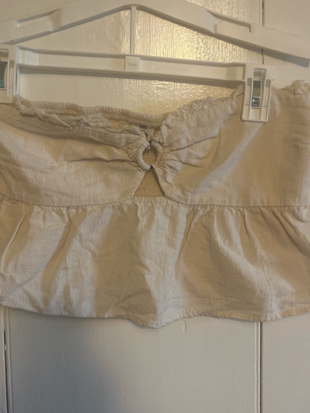 Me to We Cream Cropped Tube Top with Front Ring Detail